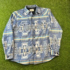 Cody James Men's Beacon Southwestern Print Sherpa Lined Flannel Shirt Jacket L